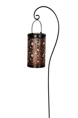 Solar LED Laterne hängend am Stab 18x10cm Metall Outdoor Gesamthöhe 100cm
