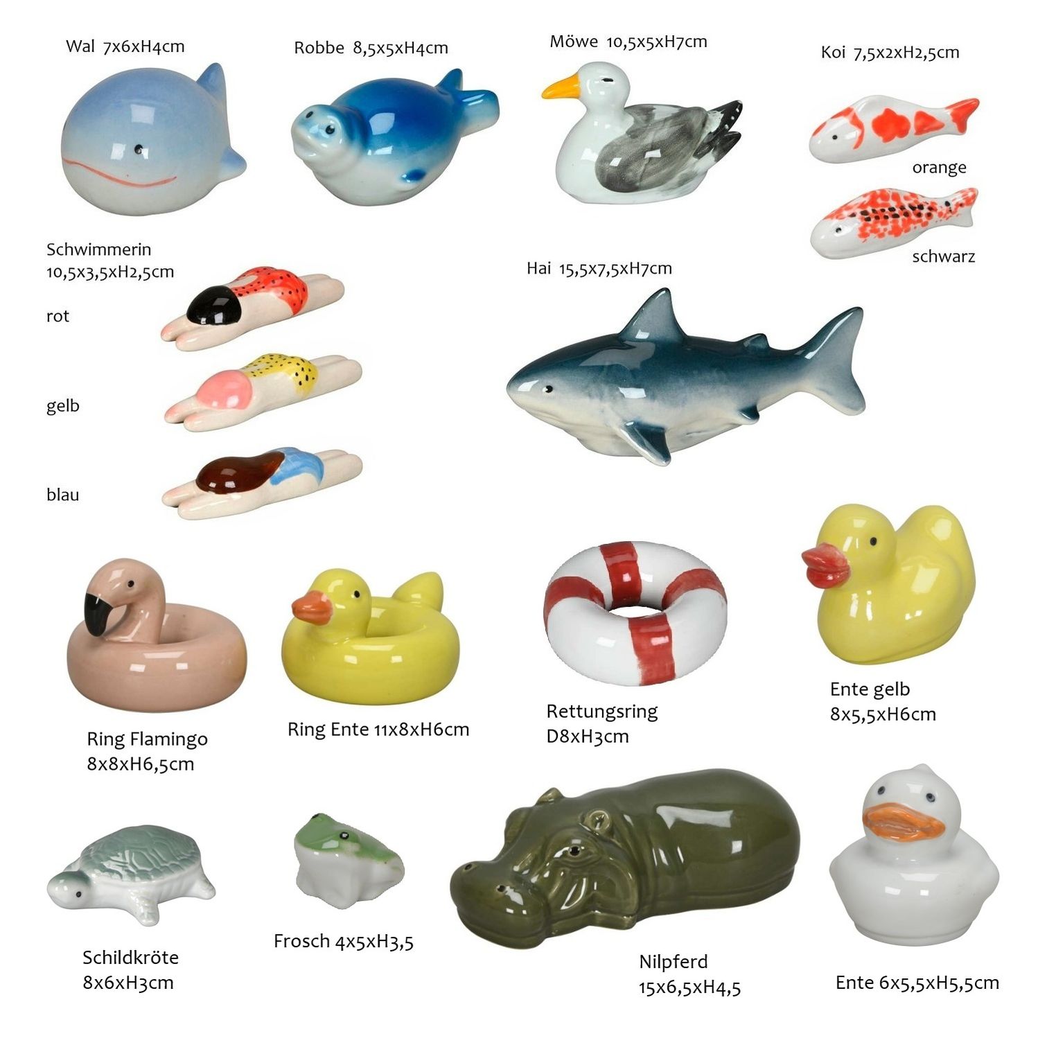 Keramik Schwimmfiguren Deko Wetterfest Garten Teich Pool Figur Modern Stilvoll