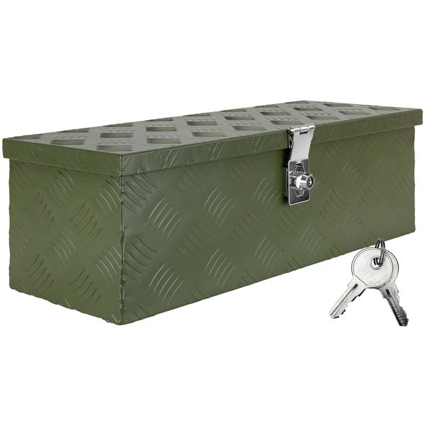 Deichselbox Grün Werkzeugkasten Truckbox Anhänger Kiste Abschließbar Alubox Transportbox Werkzeugbox Aluminium Aufbewahrungsbox trucky