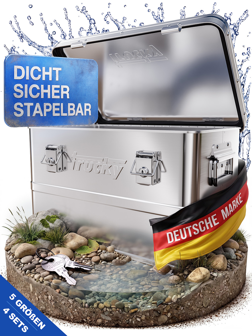 Aluminium Box Deckel Silber Alukiste Auswahl Alu Kiste Abschliessbar Trucky