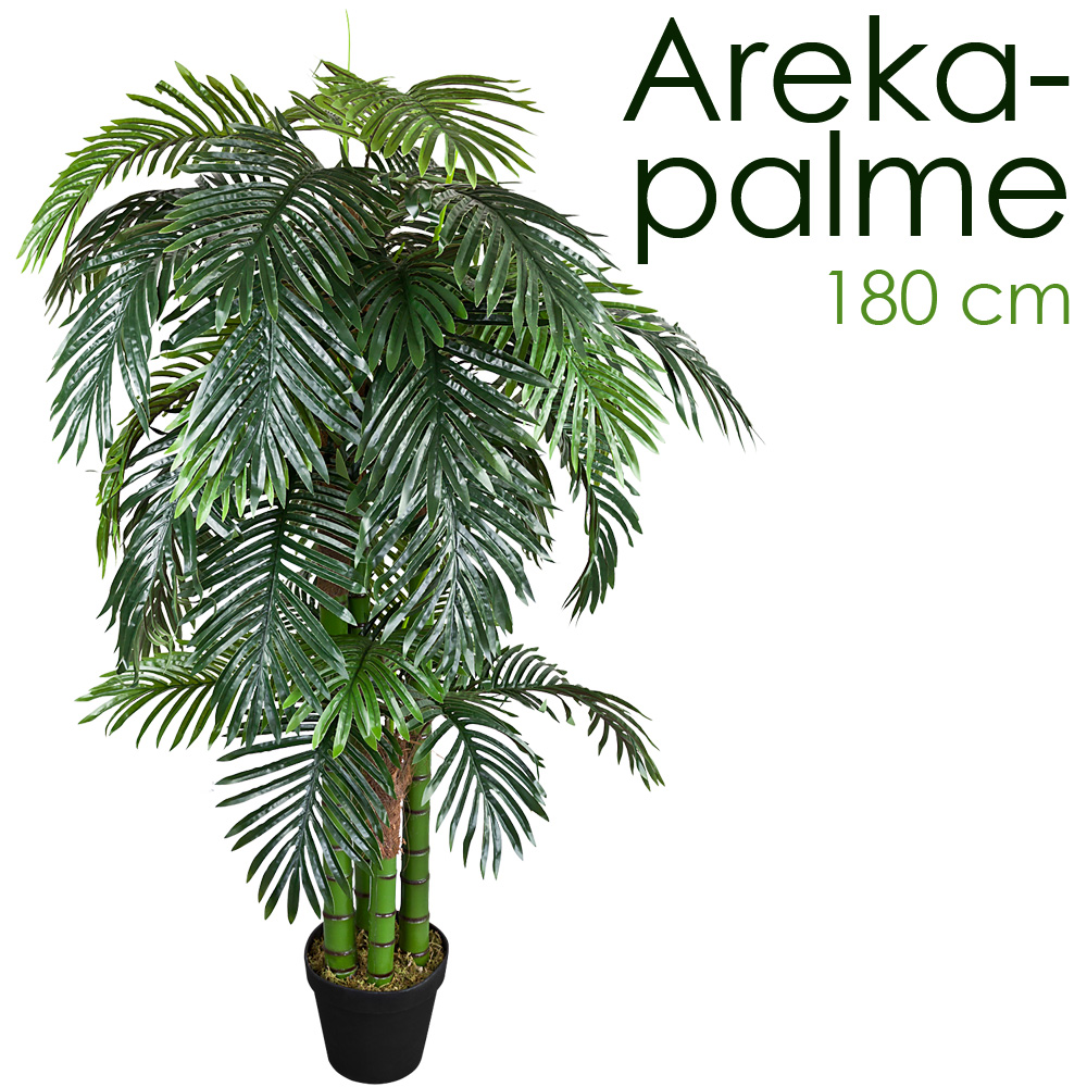 Künstliche Palme groß Kunstpalme Kunstpflanze Palme künstlich wie echt Plastikpflanze Arekapalme 180 cm hoch Balkon Dekoration Deko Decovego