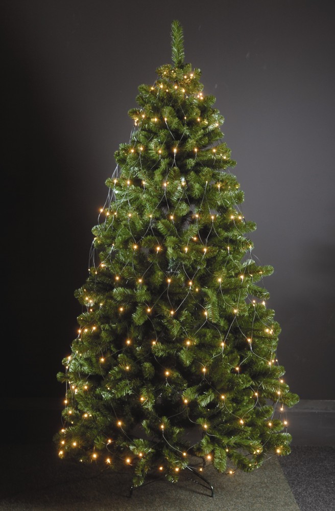 80 LED Trapez Kegel Warmweiß Netz für Weihnachtsbaum Timer 90-130cm Lichternetz 10m Zuleitung