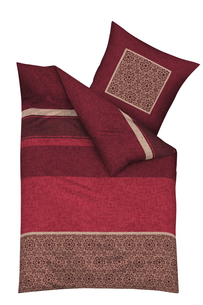 4 tlg. JACK by Kaeppel Fein Biber Bettwäsche Destination 135x200cm Rot Bordeaux Sand