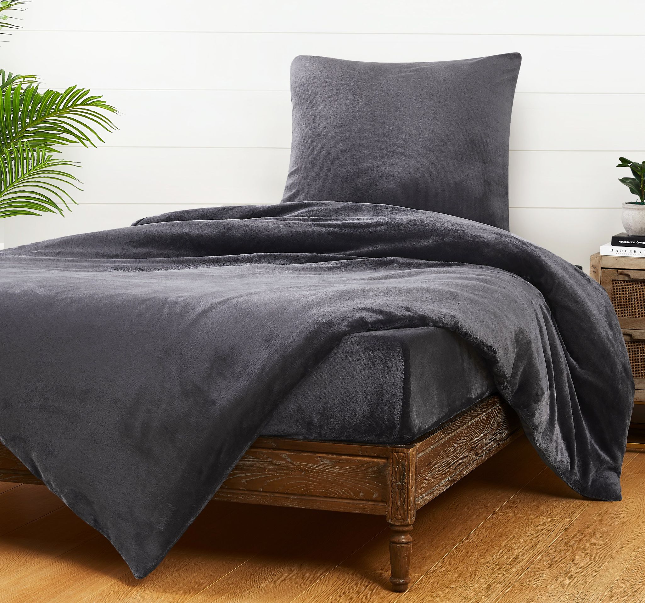JACK Teddy Flausch Bettwäsche Uni 155x220cm Plüsch Cashmere Touch Weiß Grau Anthrazit Creme Blau Schwarz Einfarbig Warm