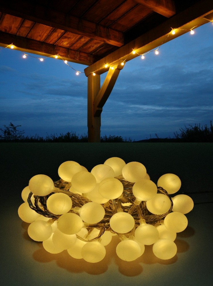 ENLACE Lichterkette Kugeln 3m – 20 LED Warmweiß, Batteriebetrieben (2x AA), Für Innen & Außen, Flexibel, Für Party & Deko