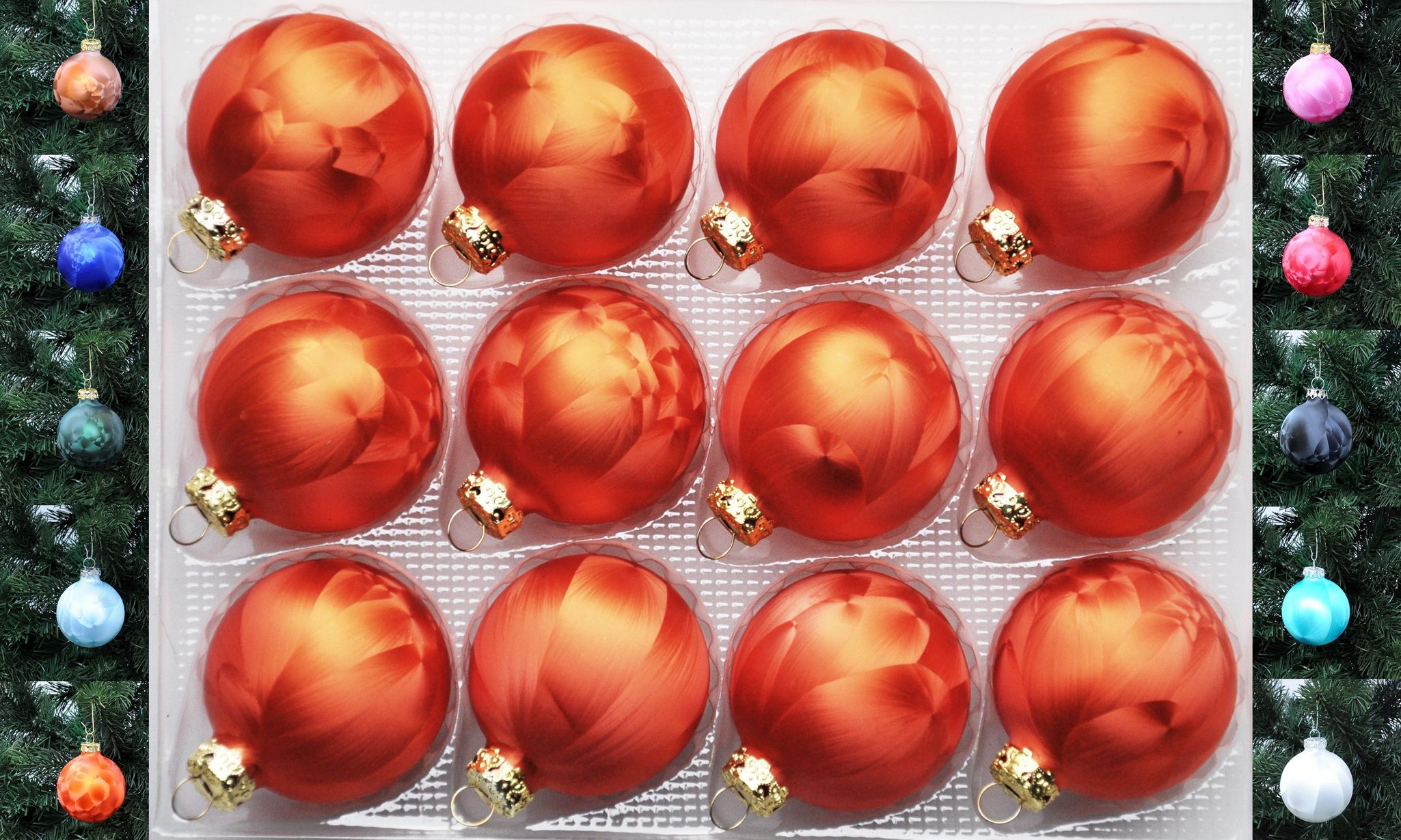JACK 12x Glas Eislack Christbaumkugeln 6cm Thüringer Weihnachtskugeln Kugeln