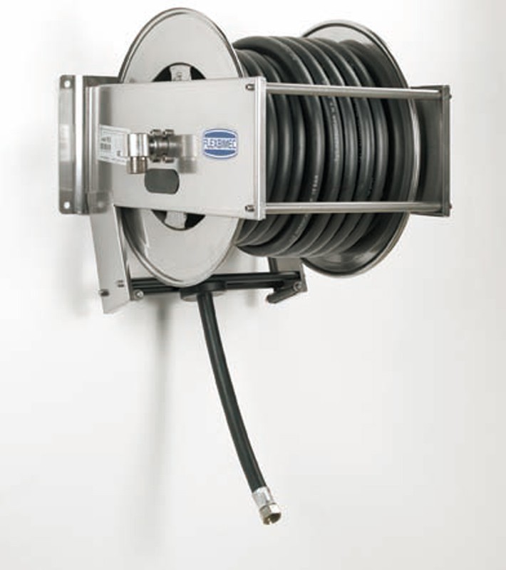 Edelstahl Schlauchaufroller mit ATEX-Ex Zulassung, für max. 15m Schlauch DN25