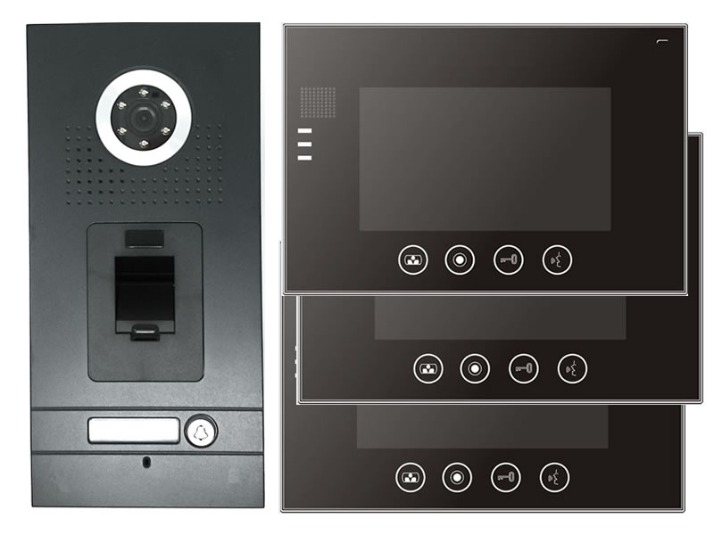 Fingerprint Anthrazit Video-Türsprechanlage VT56 + 3x VT670 mit Sensortasten