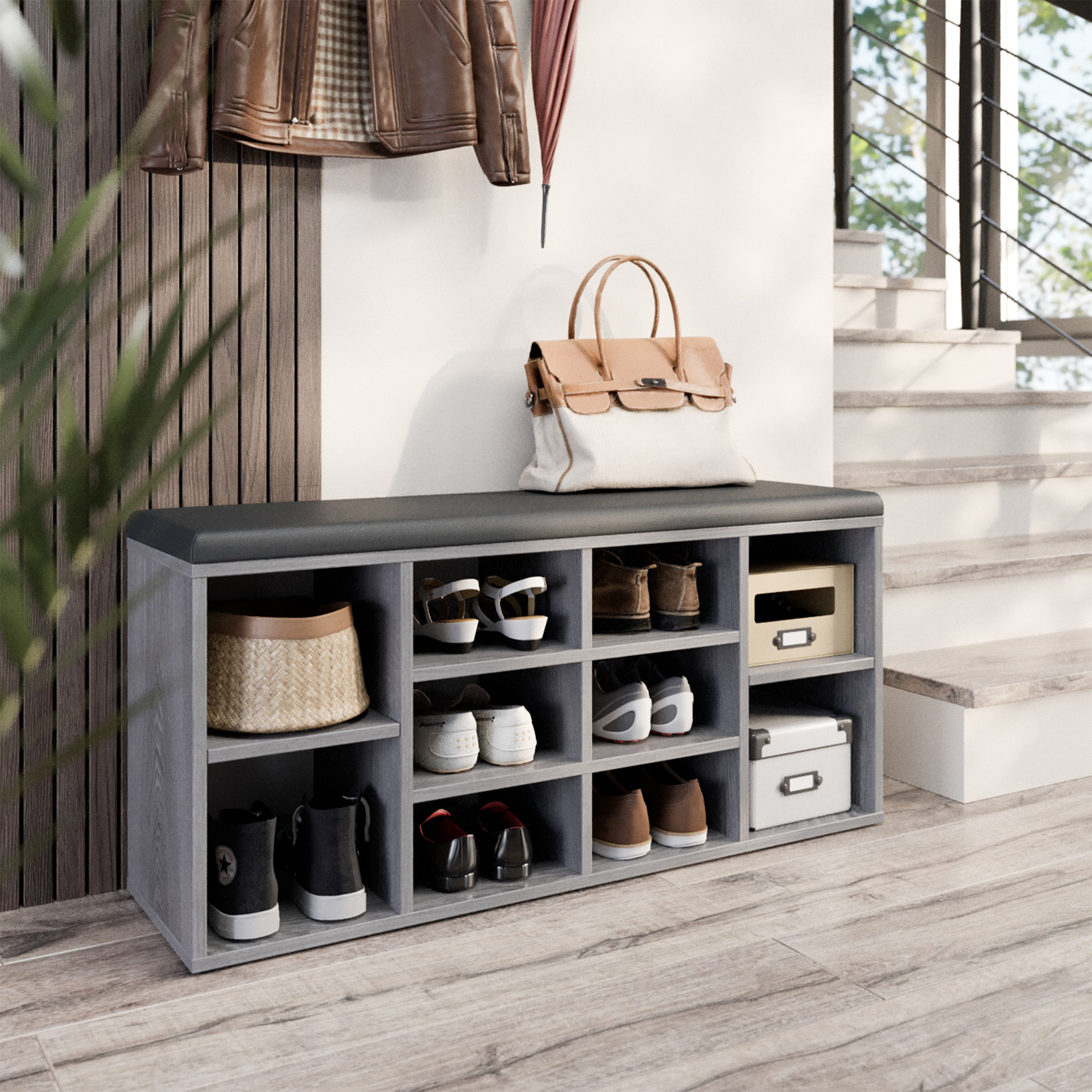 Schuhregal mit Sitzfläche Schuhschrank Sitz Flur WM033