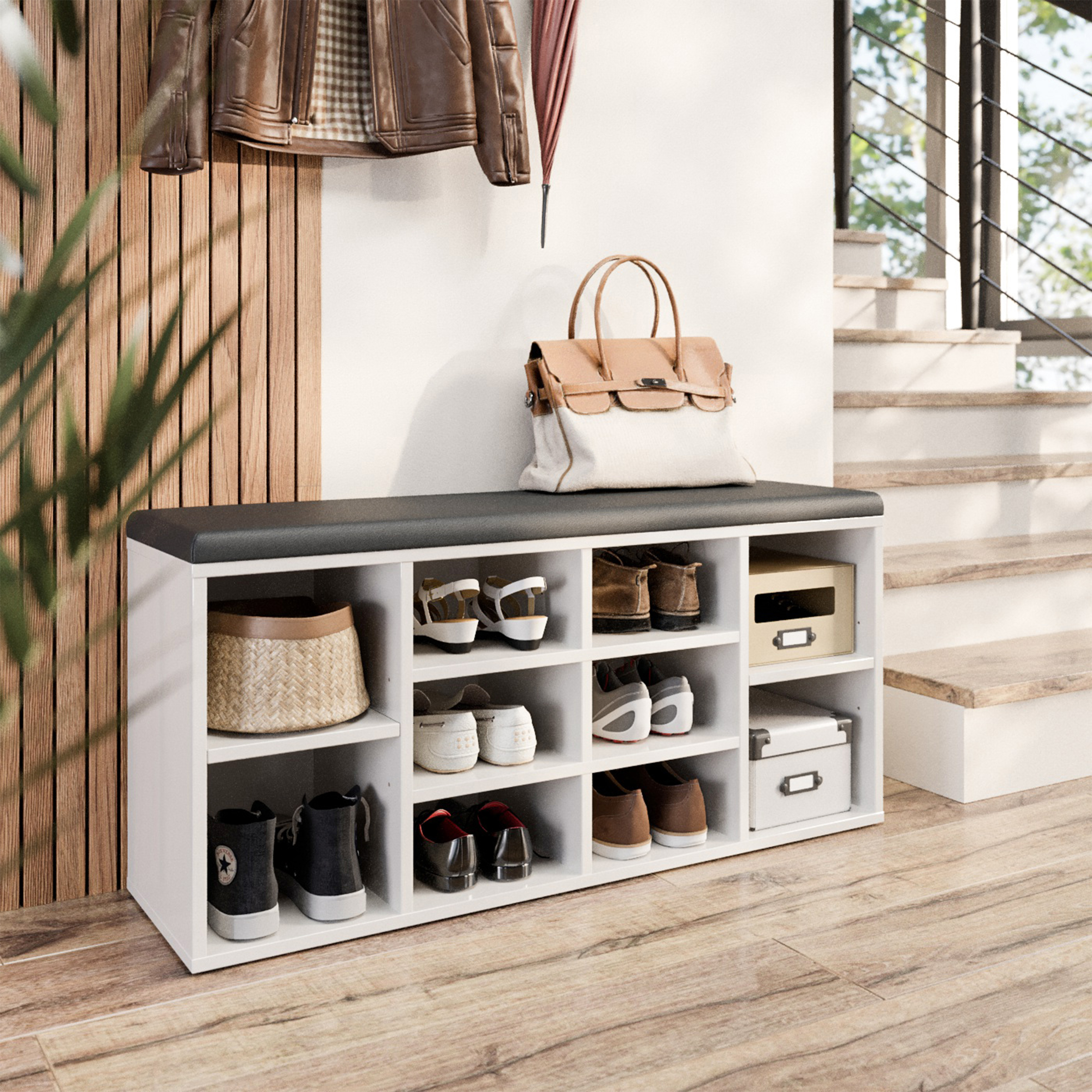 Schuhregal mit Sitzfläche Schuhschrank Sitz Flur WM033