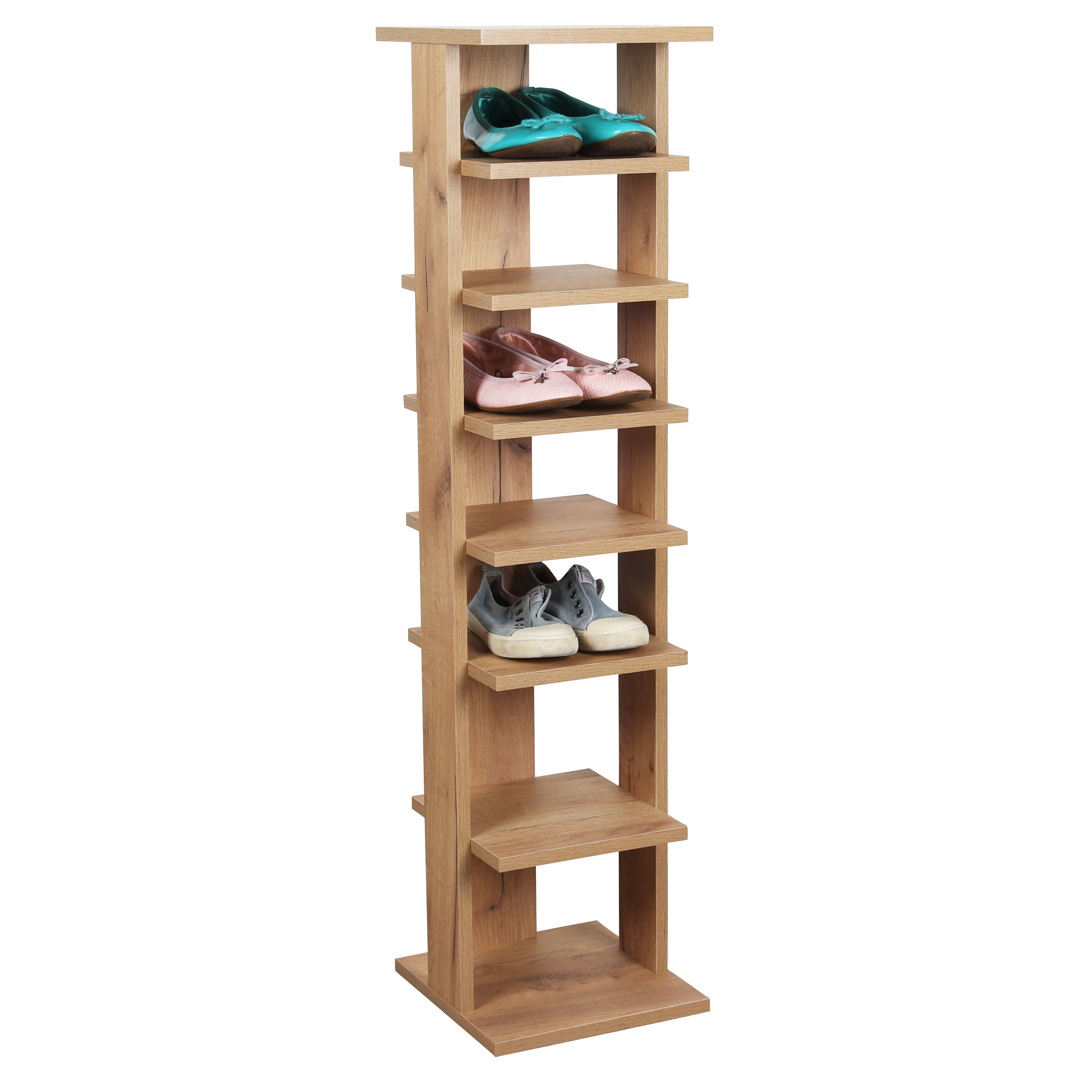 RICOO Schuhregal 110 x 27 x 27 cm schmal und hoch mit 7 Ablagen - WM038 Standregal mit Farbwahl