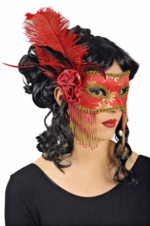 Augenmaske Venezia Maske Commedia rot/gold Cosplay Maskenball Karneval Halloween
