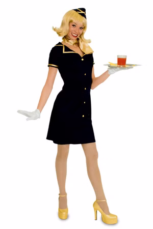 Stewardess Flugbegleiterin Damen Kostüm Gr. 36/38 Uniform Hostess blau Karneval