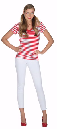 Ringelshirt rot weiß Damen Ringelhemd Streifen Shirt Gr.34-48 Karneval Fasching