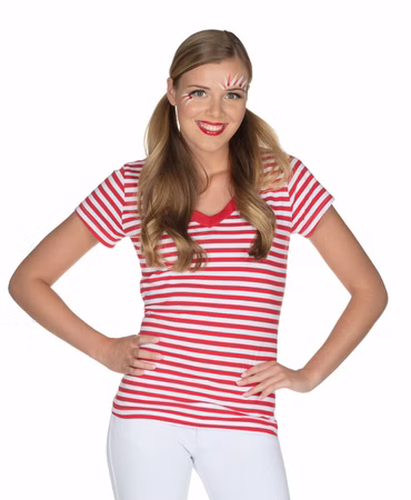 Ringelshirt rot weiß Damen Ringelhemd Streifen Shirt Gr.34-48 Karneval Fasching