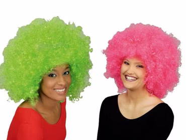 Perücke Riesen Afro neon pink od neon grün Hippie Reggae Karneval Fasching