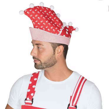 Narrenkappe rot / weiß Prinzenkappe Prunkmütze Karneval Mütze Köln Hut Fasching