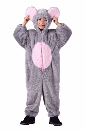 Mauskostüm Plüschoverall Maus Plüschkostüm Kinder Tierkostüm Karneval Fasching