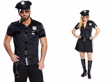 Polizei Kostüm Damen Herren schwarz Police Polizist Kleid o. Hemd Karneval