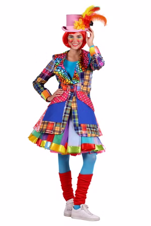excl Clownjacke Damen Clown Frack Patchworkoptik bunte Jacke Kostüm Zirkus