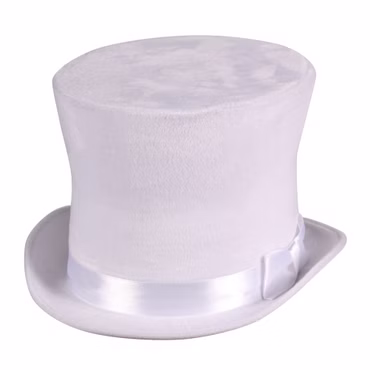 weißer Zylinder Hut Flair samtiger Zylinderhut weiss Chapeau Karneval Fasching