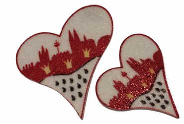 Glitter Bügelbild Herz Köln Skyline klein 2er Pack Aufnäher Karneval Fasching
