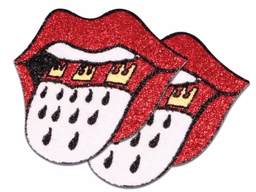 Bügelbild Köln Glitter 2er Pack Zunge mit Wappen rot weiß klein Kostüm Karneval