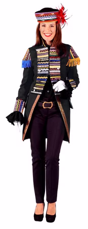 Karnevalsjacke Damen Frack rot schwarz Mantel Zirkus Dompteur Karneval Fasching