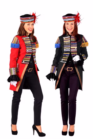 Karnevalsjacke Damen Frack rot schwarz Mantel Zirkus Dompteur Karneval Fasching