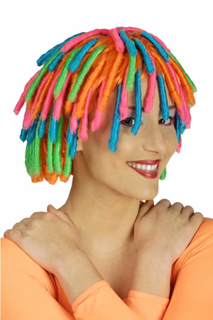 bunte Rasta Perücke Dreadlocks Clown Girl multicolor Fantasy Karneval Fasching