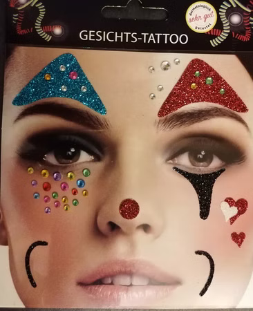 Gesichts Tattoo Harlekin Pierrot Clown Zirkus Karneval Fasching