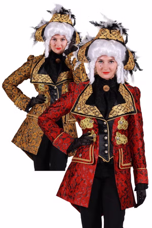 Venezia Gehrock Barock Jacke Damen Brokat gold oder rot Karneval Fasching