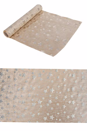 Weihnachten Tischläufer beige m goldenen Sternen Tischband Advent Tischdeko