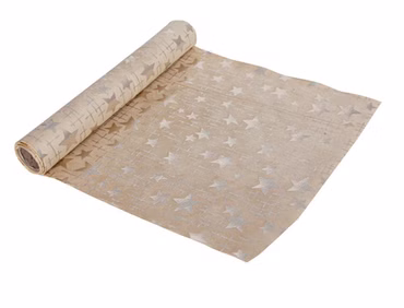 Weihnachten Tischläufer beige m goldenen Sternen Tischband Advent Tischdeko
