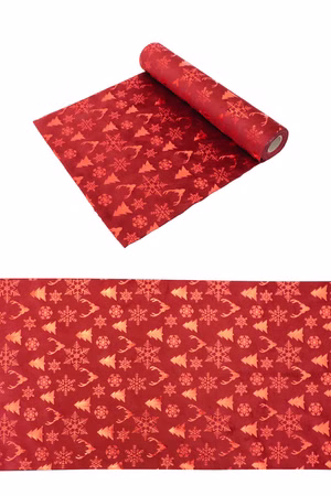Tischläufer rot m Weihnachtsmotiven Tischdeko Tischband Samt Advent Weihnachten