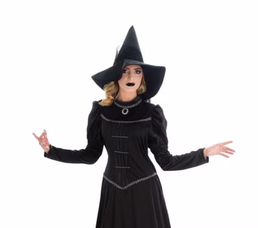 Hexenkostüm m Hut Damen schwarze Hexe m Hexenhut Kleid Karneval Halloween