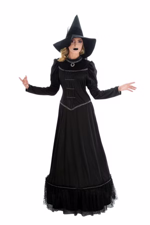 Hexenkostüm m Hut Damen schwarze Hexe m Hexenhut Kleid Karneval Halloween