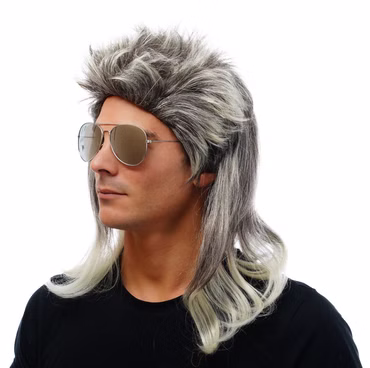 80er 70er Perücke Rolli Assi Proll Rockstar Party Festival Karneval Fasching