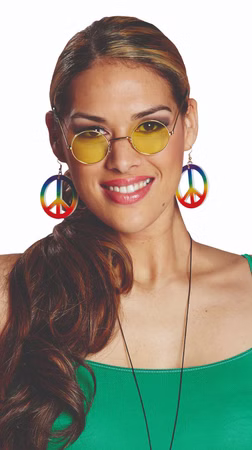 Ohrringe Peace bunte Peaceohrringe 60er 70er Hippie Flower Power Karneval Party