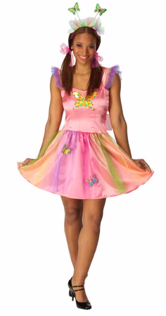 Schmetterling Damen Kostüm rosa Kleid mit Flügeln Gr. 34-38 Karneval Fasching 