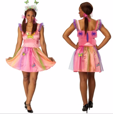 Schmetterling Damen Kostüm rosa Kleid mit Flügeln Gr. 34-38 Karneval Fasching