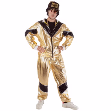 Kostüm Sporty Simon Goldener Trainingsanzug Disko Rapper JGA bis Gr.58  Karneval