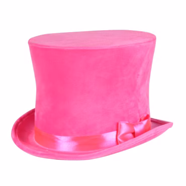 Zylinder neon pink Hut Flair samtiger Zylinderhut Chapeau Karneval Fasching