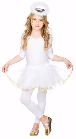 Engel Prinzessin Tutu Rock Mädchen weiß m Glitzer Weihnachten Karneval