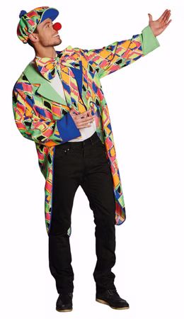bunter Clownmantel Herren Clown Frack Kostüm Neon Gr.L Karneval Fasching