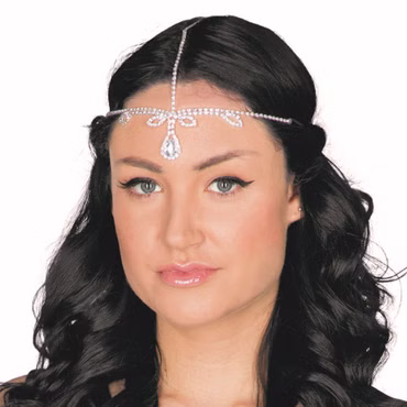 Stirnschmuck Strass silber Stirnband Schmuck Festival Karneval Fasching