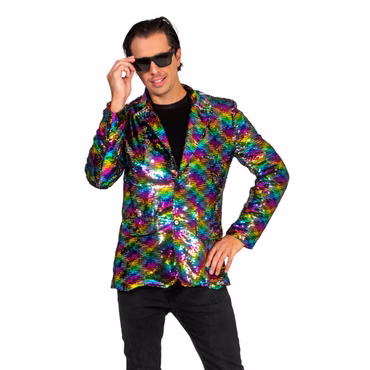Rainbow Jacket Kostüm Regenbogen Jacke Wendepailletten Karneval CSD Festival