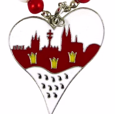 Köln Kette Perlenkette m Anhänger Herz Skyline rot weiß Kostüm Karneval Fasching