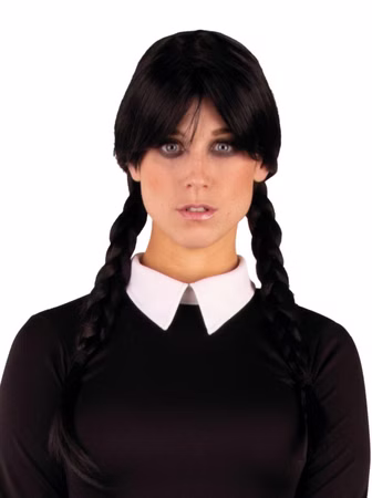 Perücke schwarze Zöpfe Zopfperücke Wendy Damen Mädchen Halloween Karneval Film