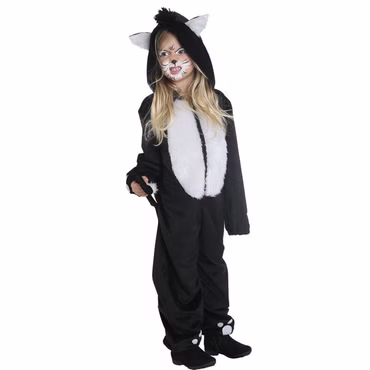 Katzenkostüm Kinder schwarz Katze Tierkostüm Overall Gr.104 Karneval Halloween